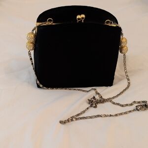 Elegant Black Clutch with Gold Chain